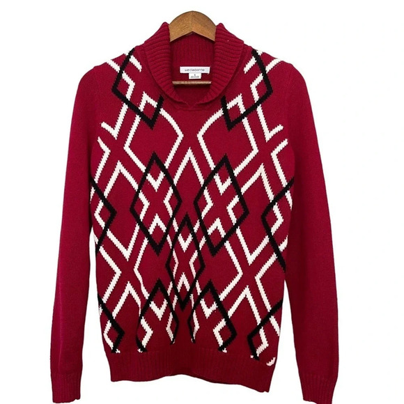 Liz Claiborne V-Neck Argyle Pullover Sweater Size Small - Picture 1 of 5